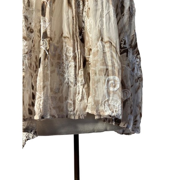 Travelers collection by Chicos 3/US-L16-18 Cardigan Open Front Brown Cream Embro - Picture 10 of 12